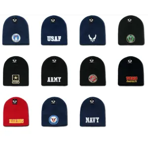 1 Dozen Embroidered Military Short Beanies Knit Caps Hats Wholesale Lots