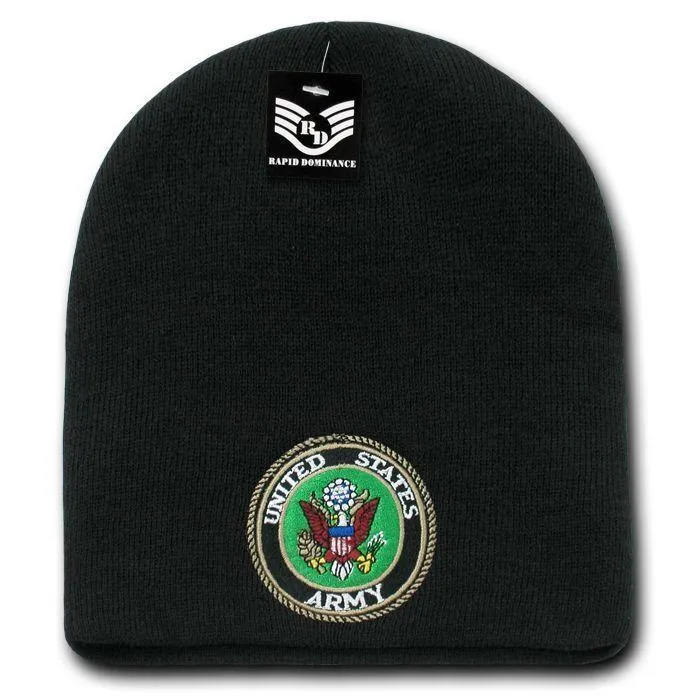 1 Dozen Embroidered Military Short Beanies Knit Caps Hats Wholesale Lots