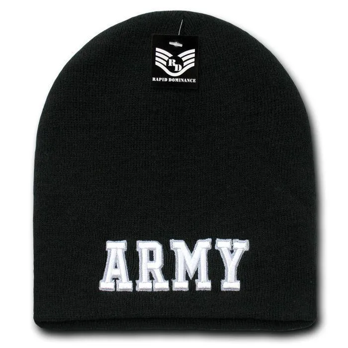 1 Dozen Embroidered Military Short Beanies Knit Caps Hats Wholesale Lots