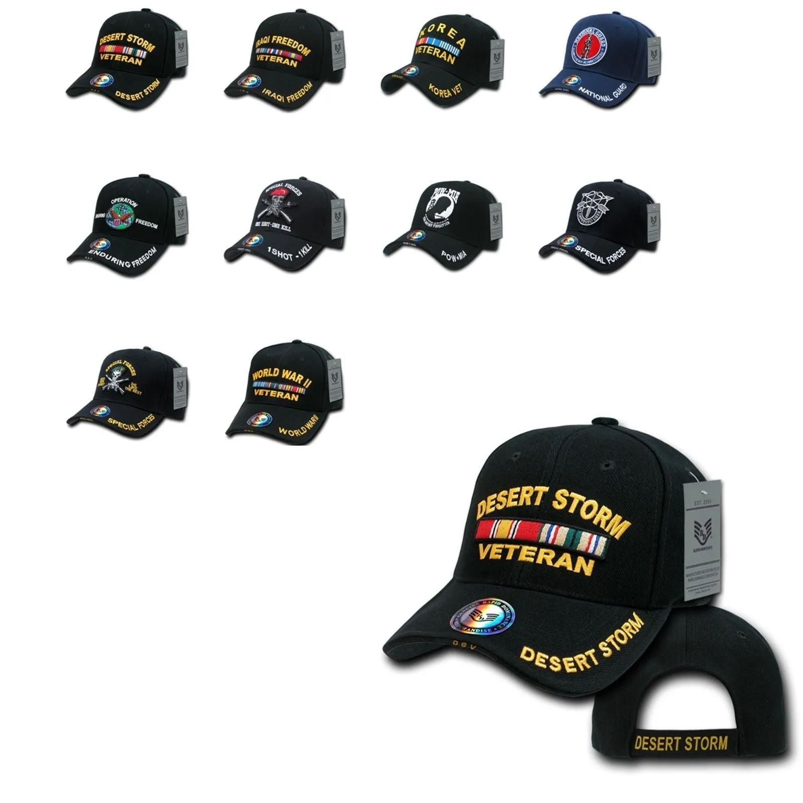 1 Dozen Veteran Vet Pow US Military Baseball Hat Caps Wholesale Lots