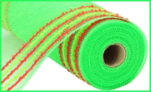 10" Wide Drift Border Mesh: Lime Green/Red