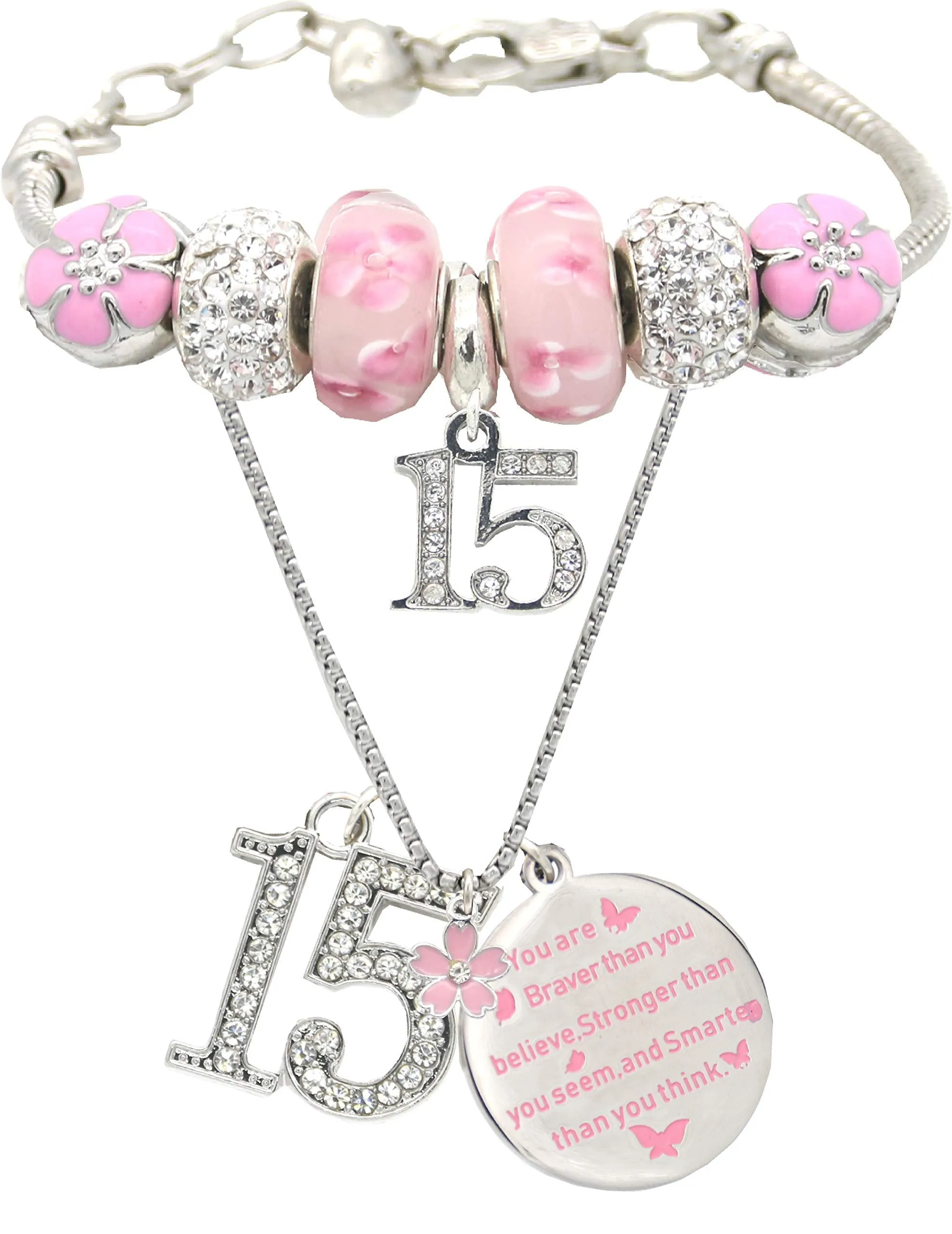 15th Birthday Gifts for Girls, 15th Birthday Charm Bracelet, 15th Birthday Necklace, 15th