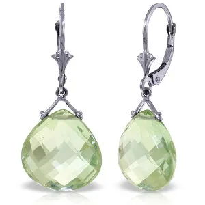 17 Carat 14K Solid White Gold Best Year Yet Green Amethyst Earrings