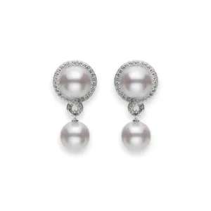 18K Gold Petit Soleil Akoya Cultured Pearl Drop Earrings