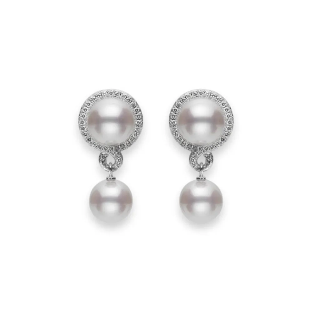 18K Gold Petit Soleil Akoya Cultured Pearl Drop Earrings