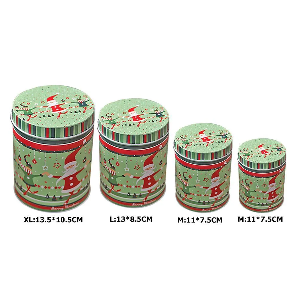 4pcs Large Capacity Christmas Storage Box Santa Claus Snowman Elk Candy Can