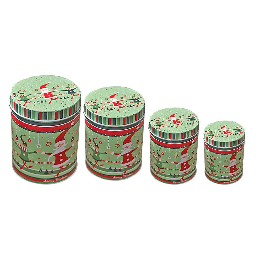 4pcs Large Capacity Christmas Storage Box Santa Claus Snowman Elk Candy Can