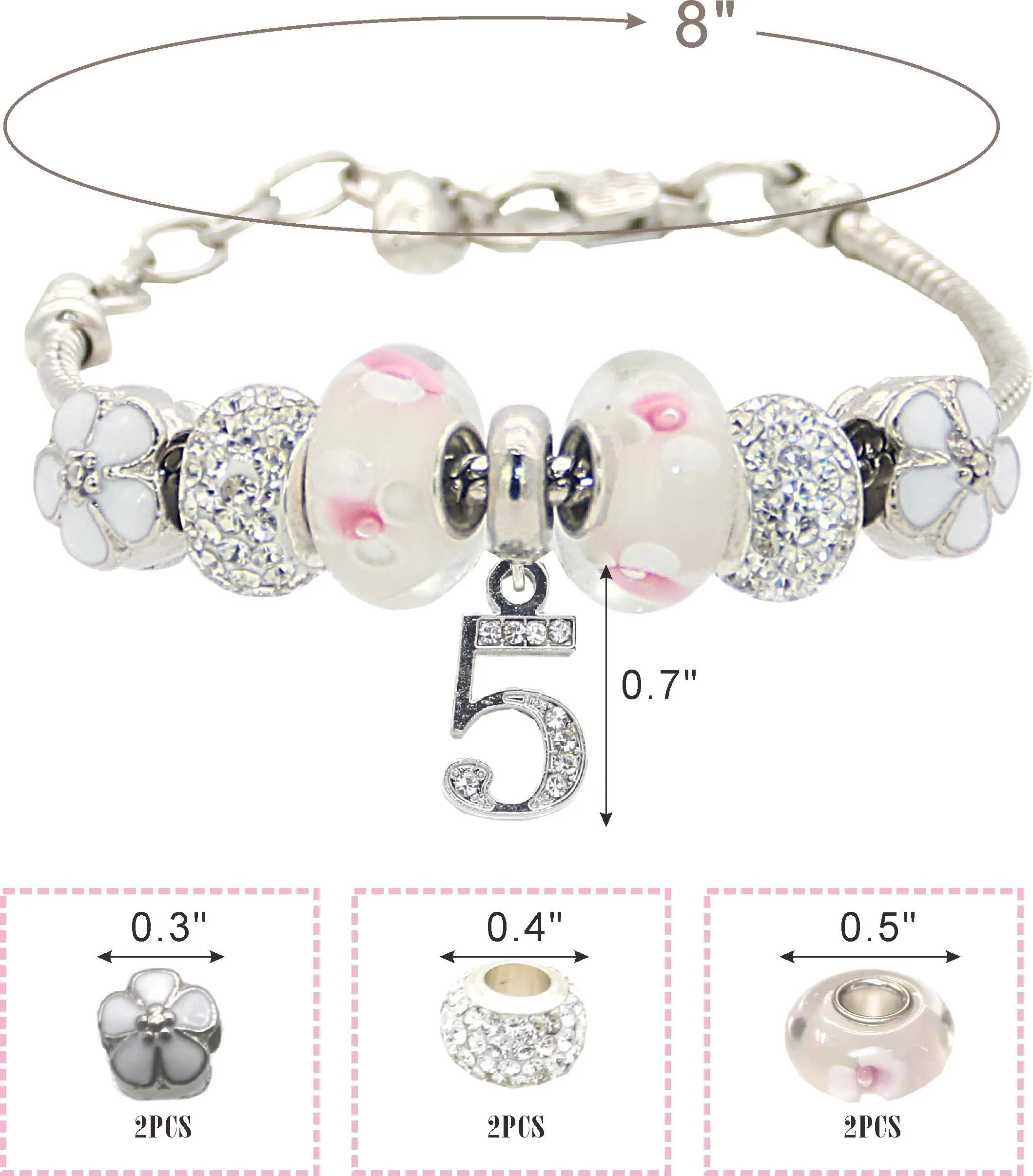 5th Birthday Gifts for Girl, 5th Birthday, 5 Year Old Birthday, 5th Birthday Bracelet, 5th