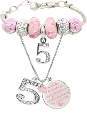 5th Birthday,5th Birthday Gifts for Girls,5th Birthday Charm Bracelet, 5th Birthday