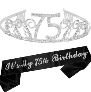 75th Birthday, 75th Birthday Gift, 75th Birthday Tiara, 75th Birthday Tiara and Sash,75