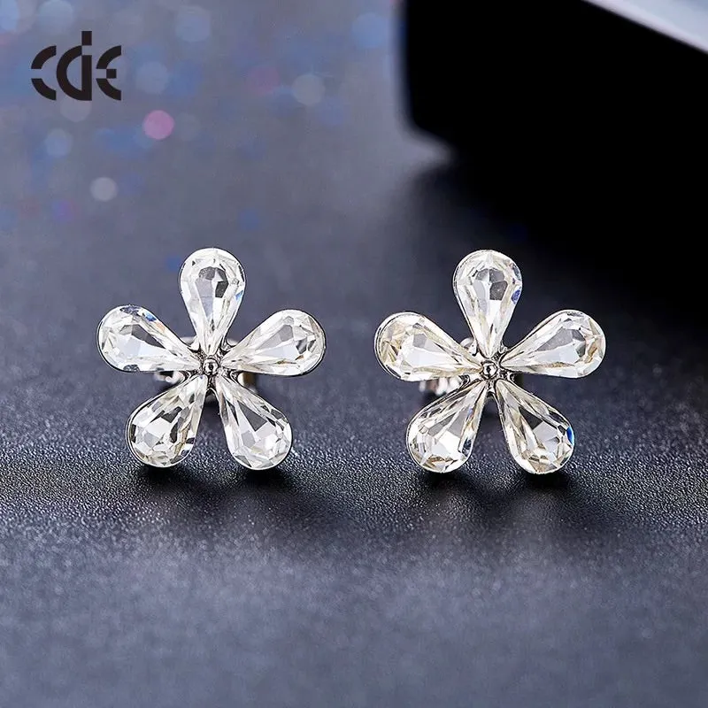 925 silver unique Swarovski crystals white flower Set