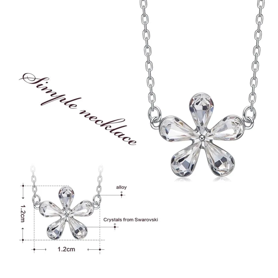 925 silver unique Swarovski crystals white flower Set