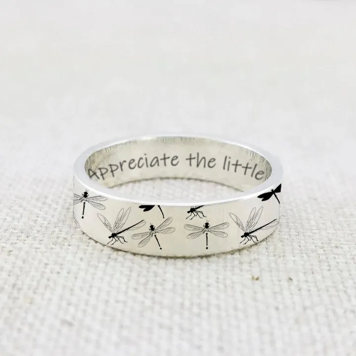 925 Sterling Silver Dragonfly Ring Appreciate The Little Things