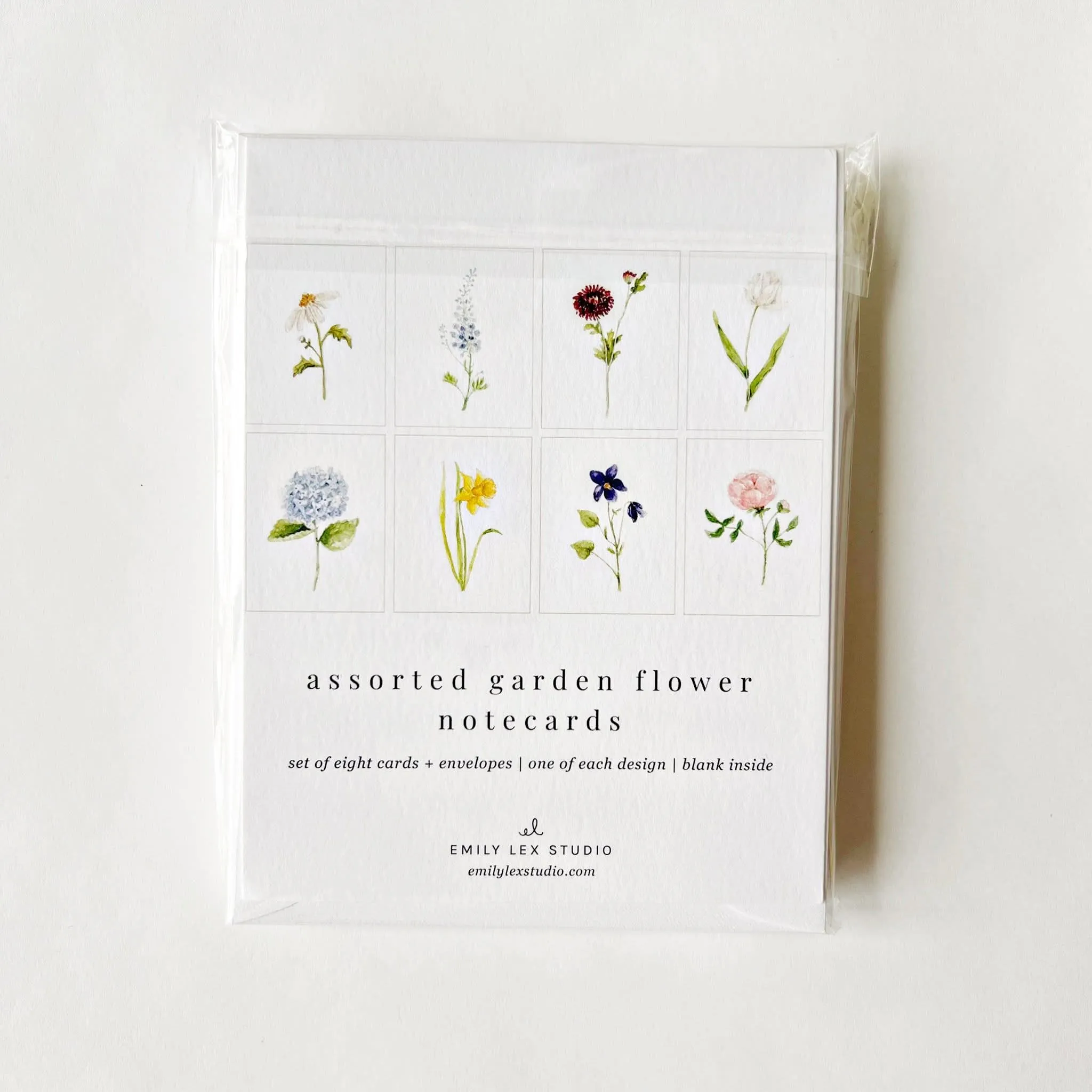 assorted garden flowers notecard set