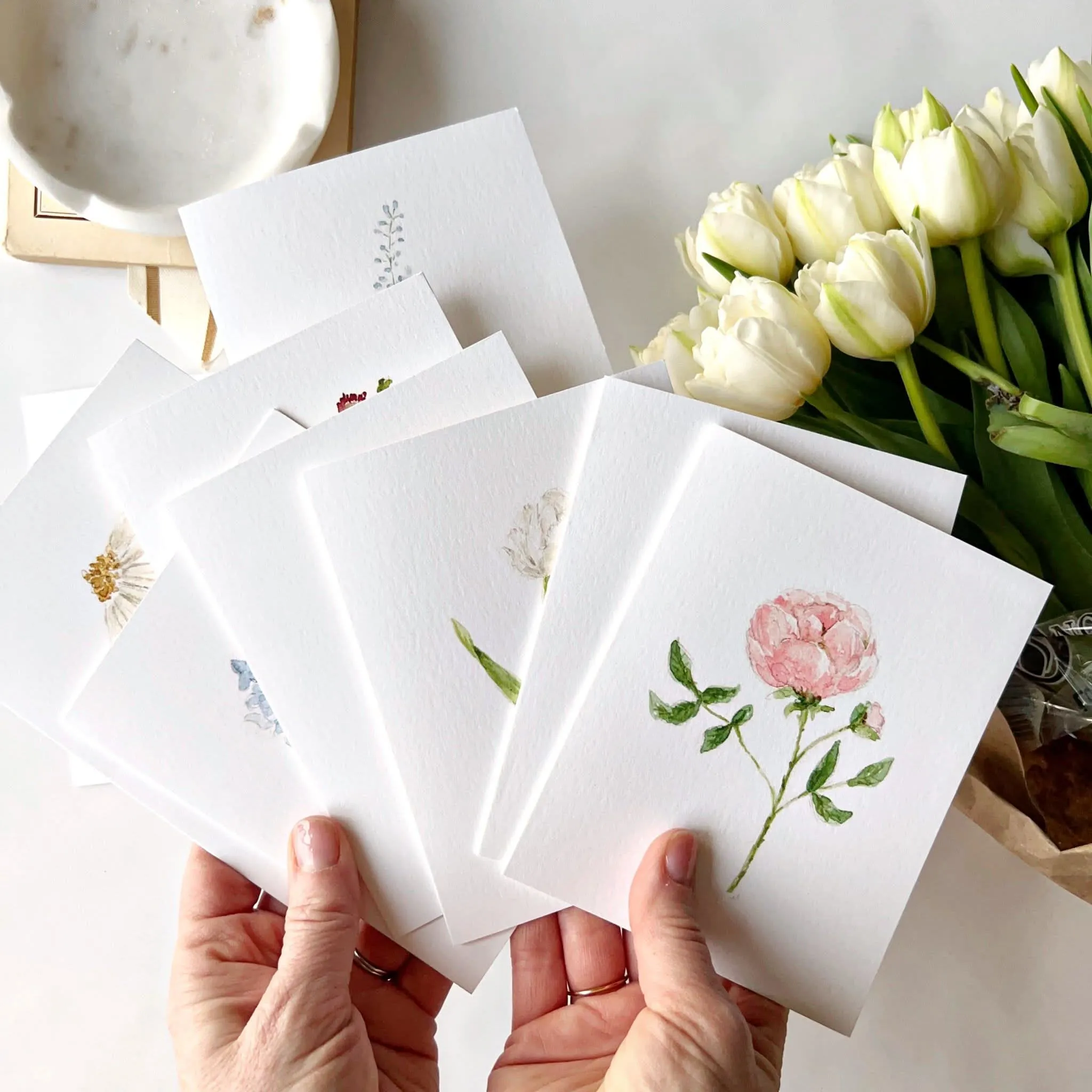 assorted garden flowers notecard set