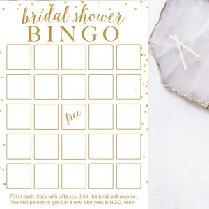 Bridal Shower Bingo - Gold Confetti Printable