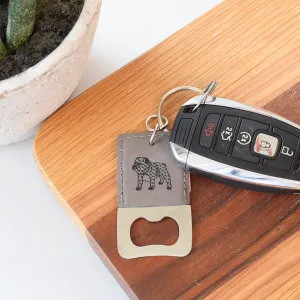 Bulldog Leather Keychain/Bottle Opener