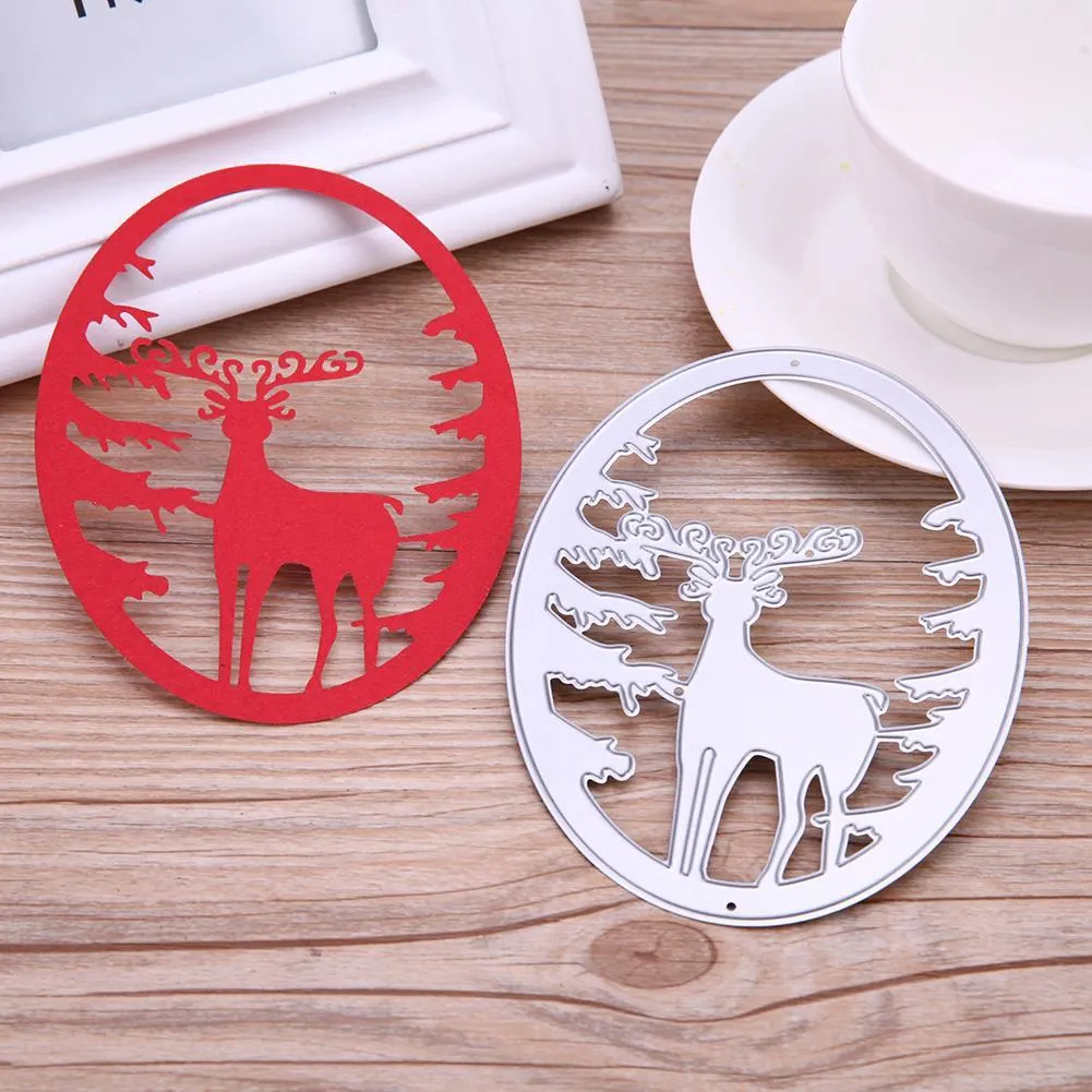 Christmas Elk Cutting Dies Stencils Scrapbook Embossing DIY Craft Album