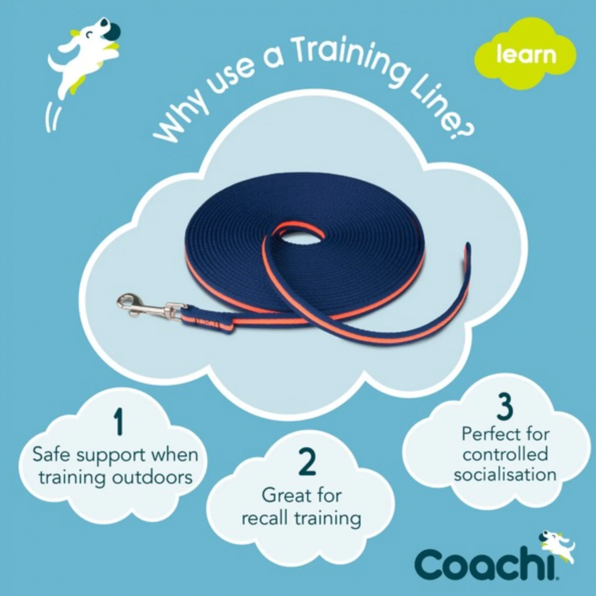 Coachi Training Lead Line Lightweight Soft To Hold 10 metres