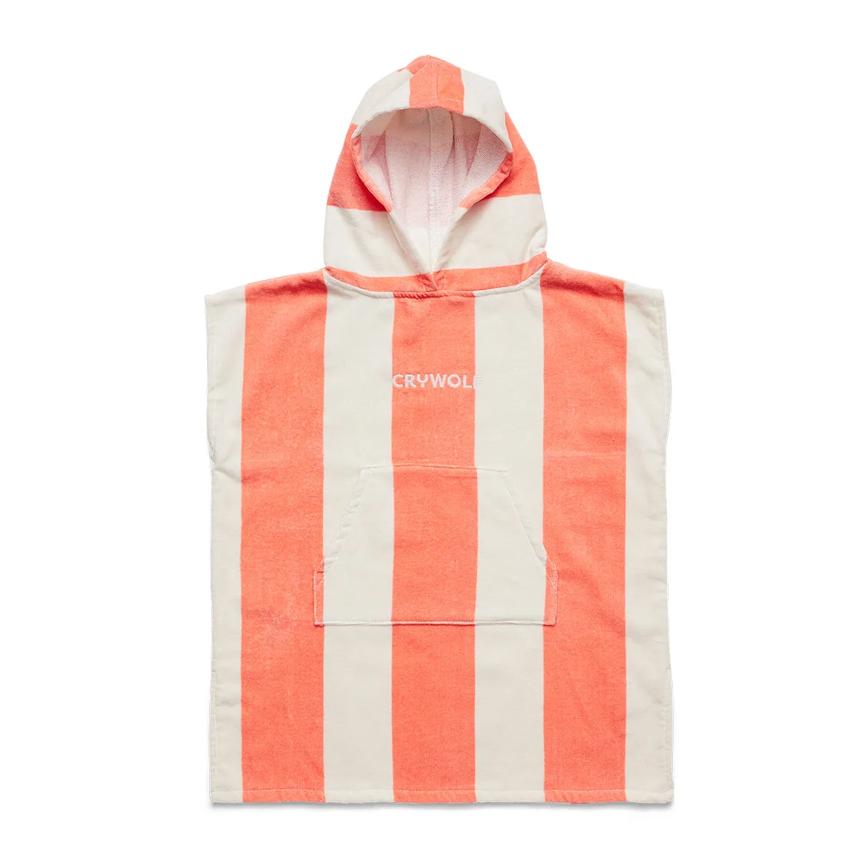 CRYWOLF HOODED TOWEL-CORAL STRIPE