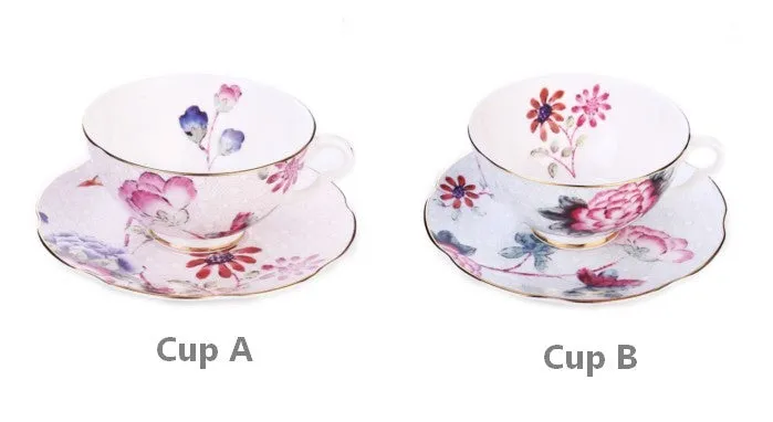 Elegant Ceramic Coffee Cups, Creative Bone China Porcelain Tea Cup Set, Unique Porcelain Cup and Saucer, Beautiful British Flower Tea Cups