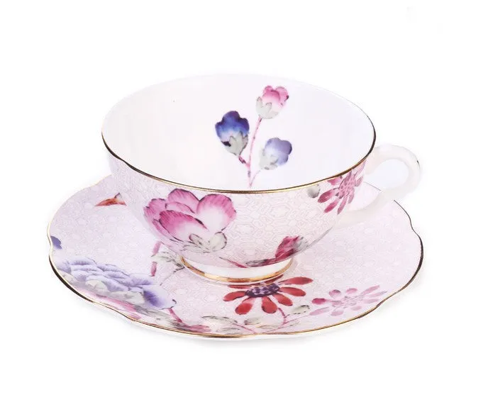 Elegant Ceramic Coffee Cups, Creative Bone China Porcelain Tea Cup Set, Unique Porcelain Cup and Saucer, Beautiful British Flower Tea Cups