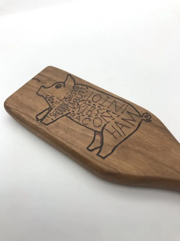 Farmhouse Pig Wood Burned Cooking Spatula