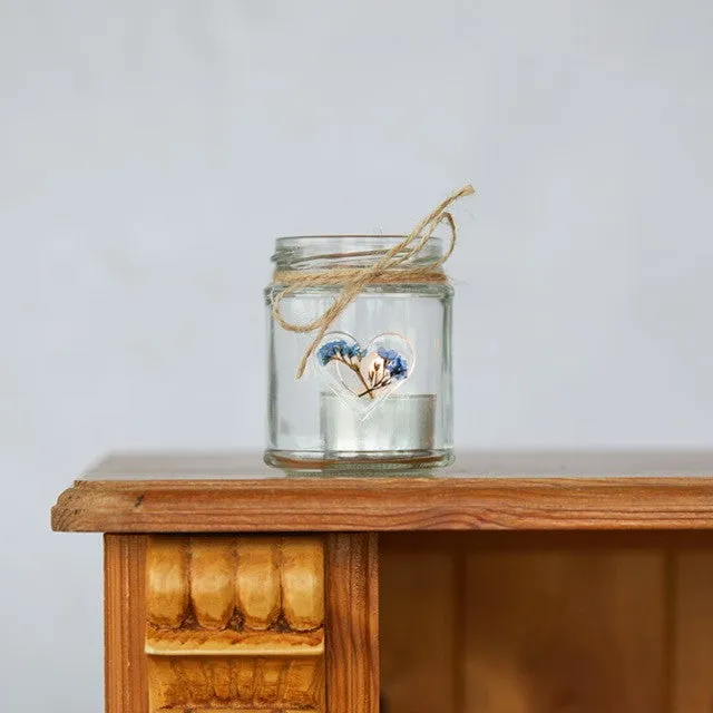 Forget-me-not tealight heart jar