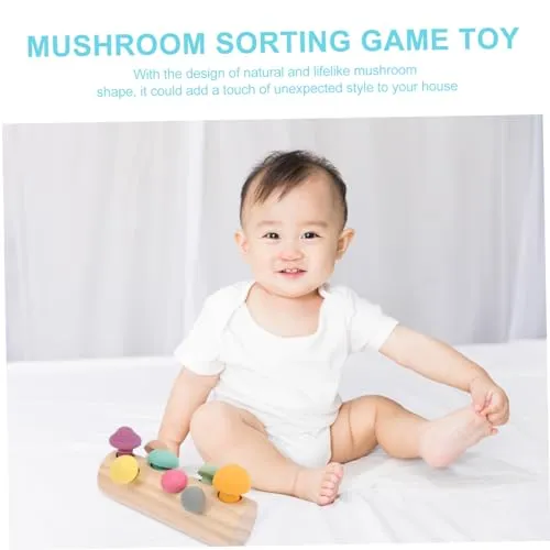 FOYTOKI 1 Set Mushroom Toy Kids Toys Kids Educational Toys Toddler Toys Mushroom Matching Game Toy Mushroom Blocks Toy Toddler playset Wooden Mushroom Sorting Game Toy Mushroom Teether Toy