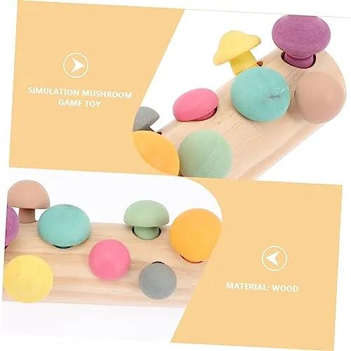 FOYTOKI 1 Set Mushroom Toy Kids Toys Kids Educational Toys Toddler Toys Mushroom Matching Game Toy Mushroom Blocks Toy Toddler playset Wooden Mushroom Sorting Game Toy Mushroom Teether Toy