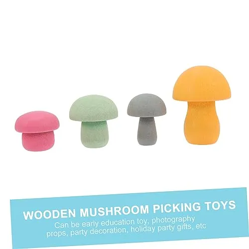 FOYTOKI 1 Set Mushroom Toy Kids Toys Kids Educational Toys Toddler Toys Mushroom Matching Game Toy Mushroom Blocks Toy Toddler playset Wooden Mushroom Sorting Game Toy Mushroom Teether Toy