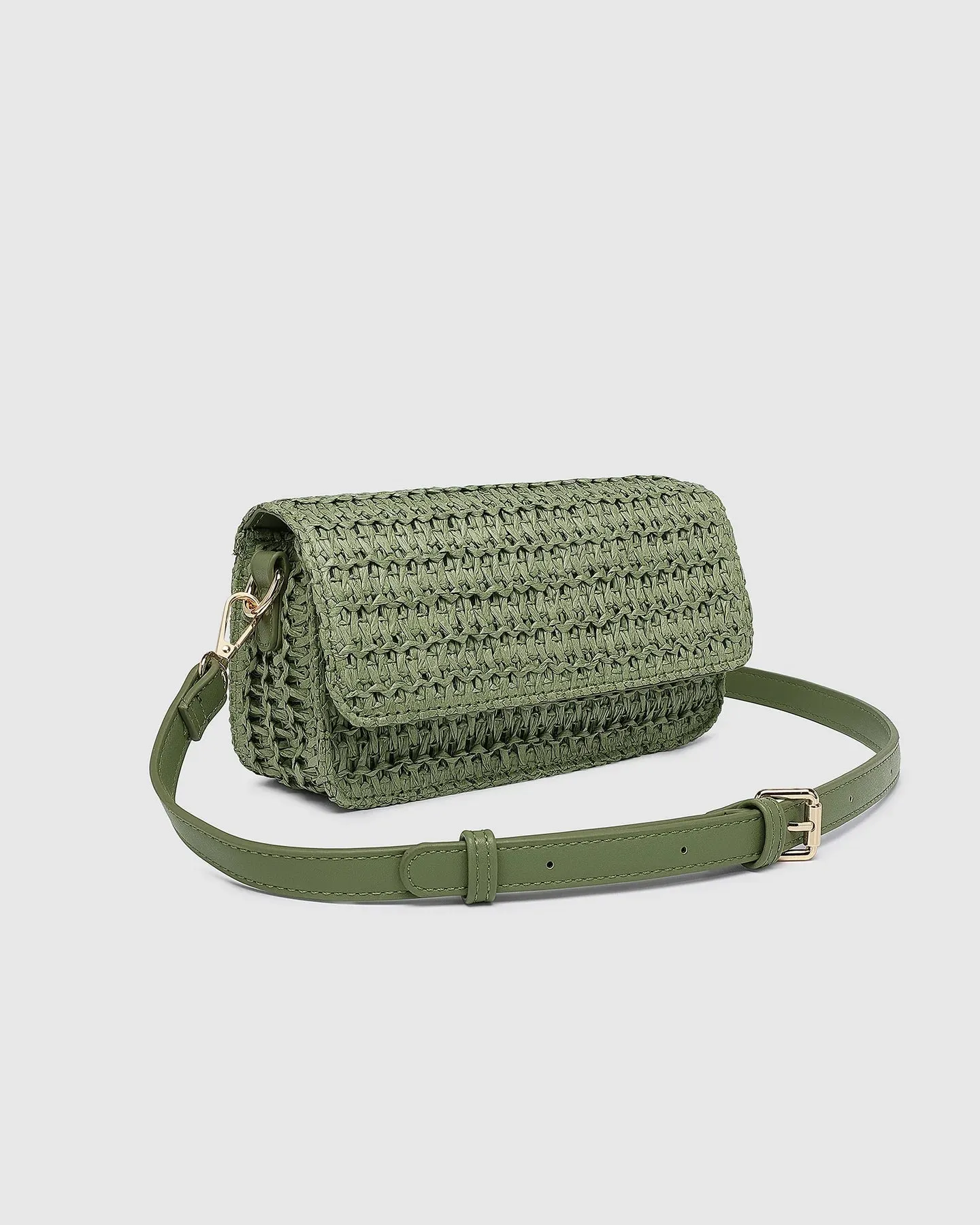 Freya Raffia Crossbody Bag - Sage Green