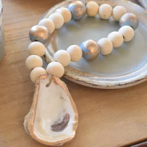 Gold and Blue Oyster Shell Blessing Beads