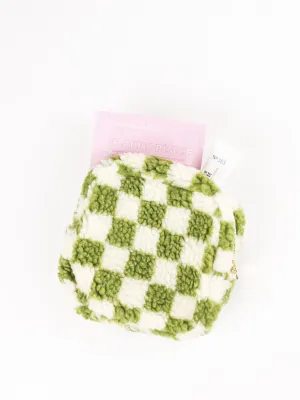 Green Check Teddy Pouch