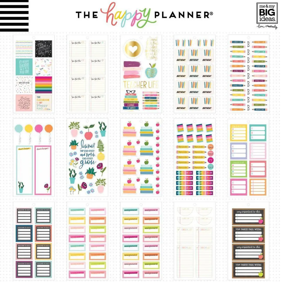 Happy Planner Big Teacher Functional | Stickers Value Pack