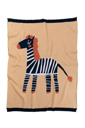 Indus - Zebra Baby Blanket - Indigo & Caramel