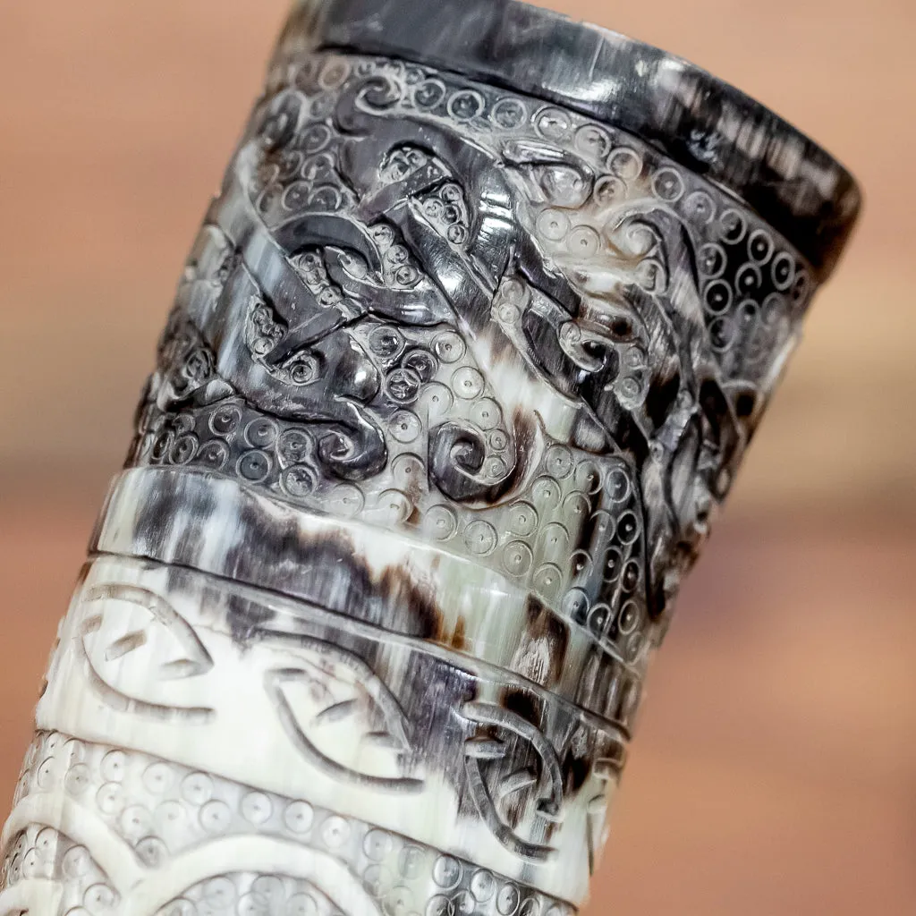 Knotwork Carved Drinking Horn