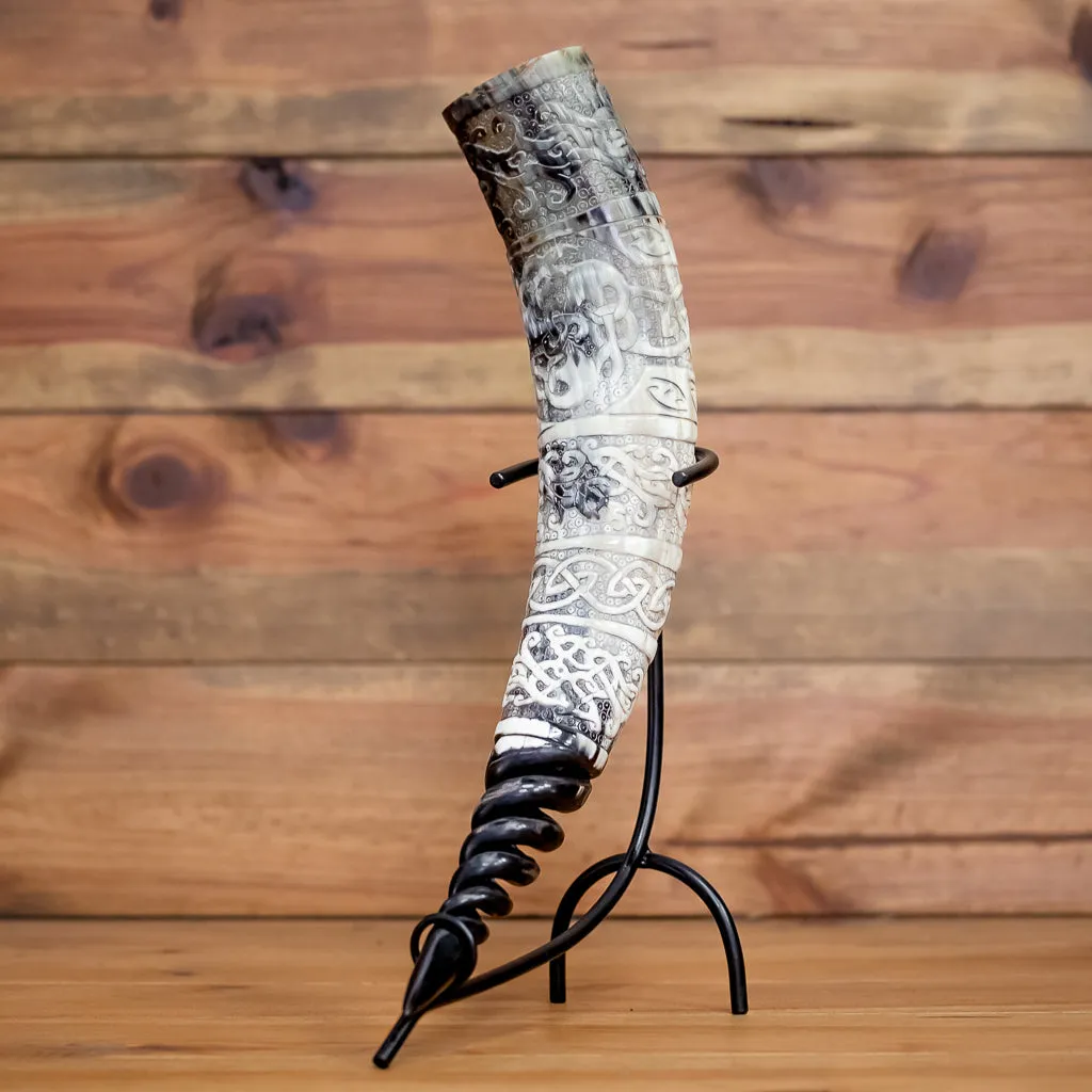 Knotwork Carved Drinking Horn