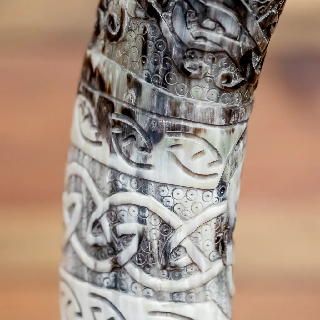 Knotwork Carved Drinking Horn