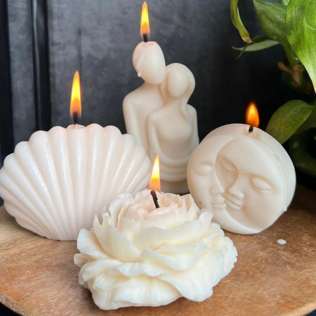 Lagom Combo of Eco-Friendly Scented Designer Angel/Cupid Shape & Sun & Moon Designer Candle for Home and Room Decor,Wedding,Anniversary,Valentine Gift;(Organic) Handmade ;Figure/Shape/Moulded Décor