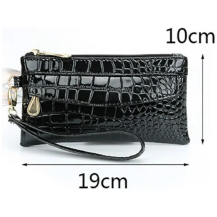 LuxeCroco Double Zip Long Clutch Wallet