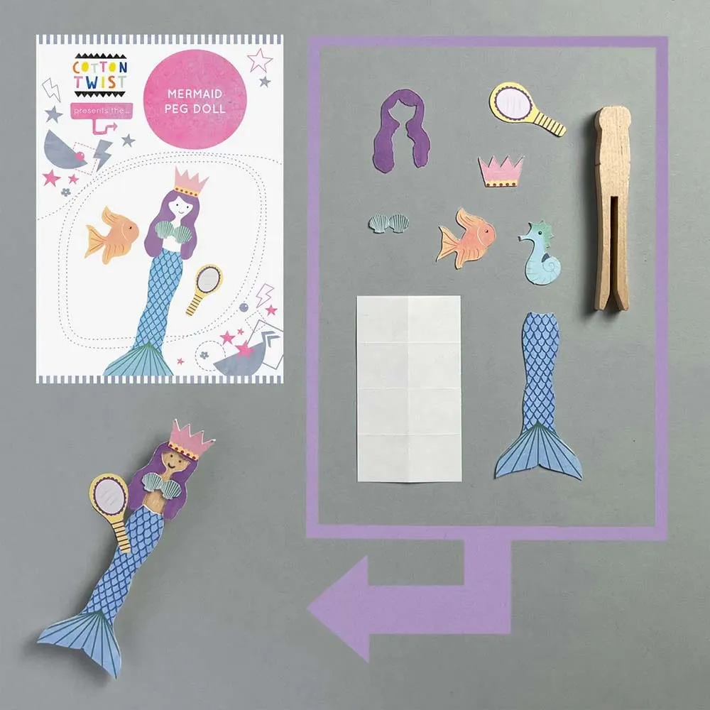 Make Your Own Mermaid Peg Doll Kit