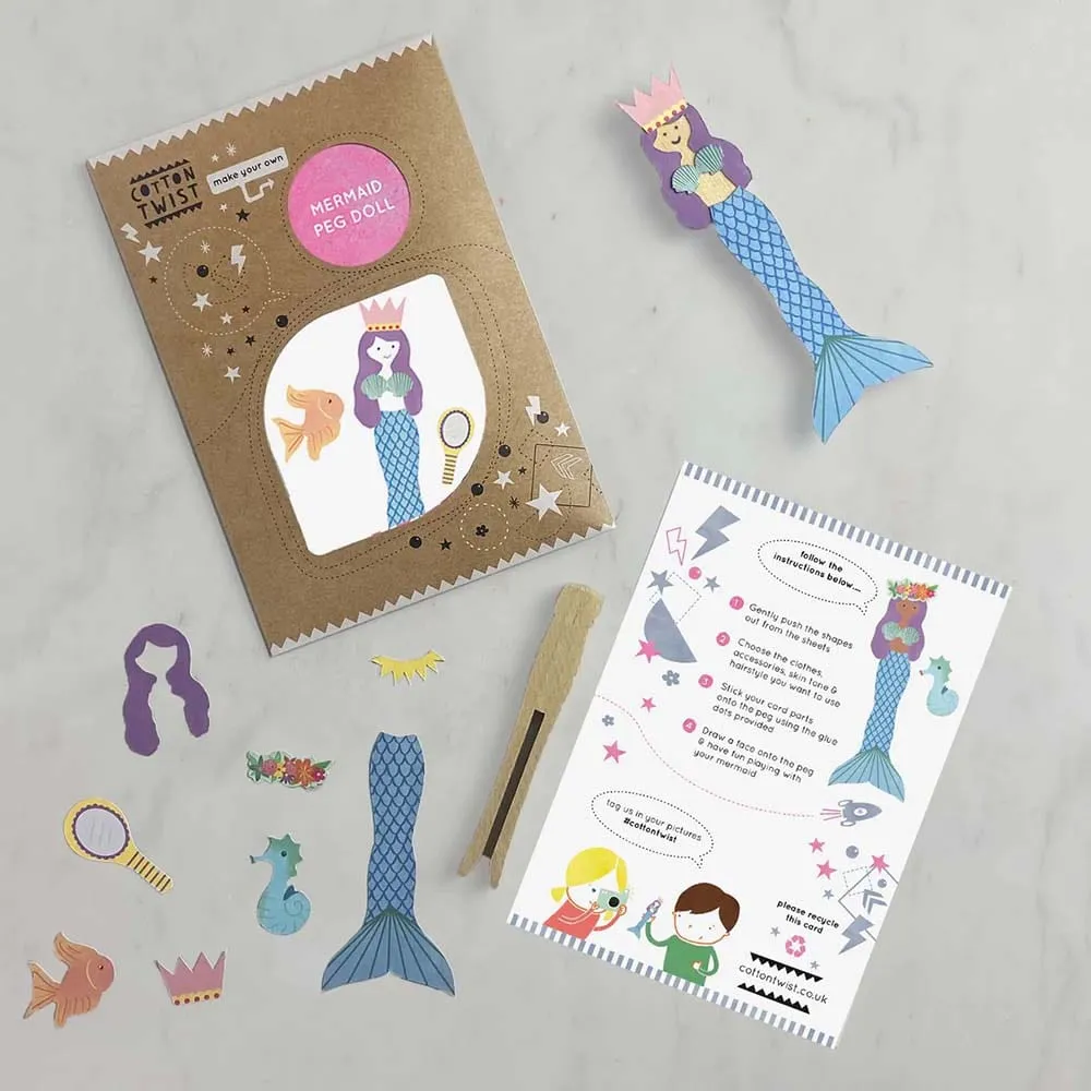 Make Your Own Mermaid Peg Doll Kit