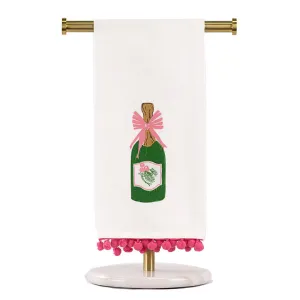 Mistletoe Bubbly Pink PomPom Hand Towel