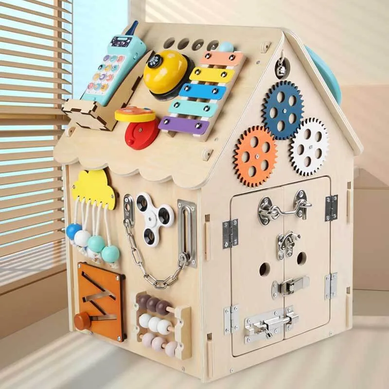 Montessori Wooden Busy House