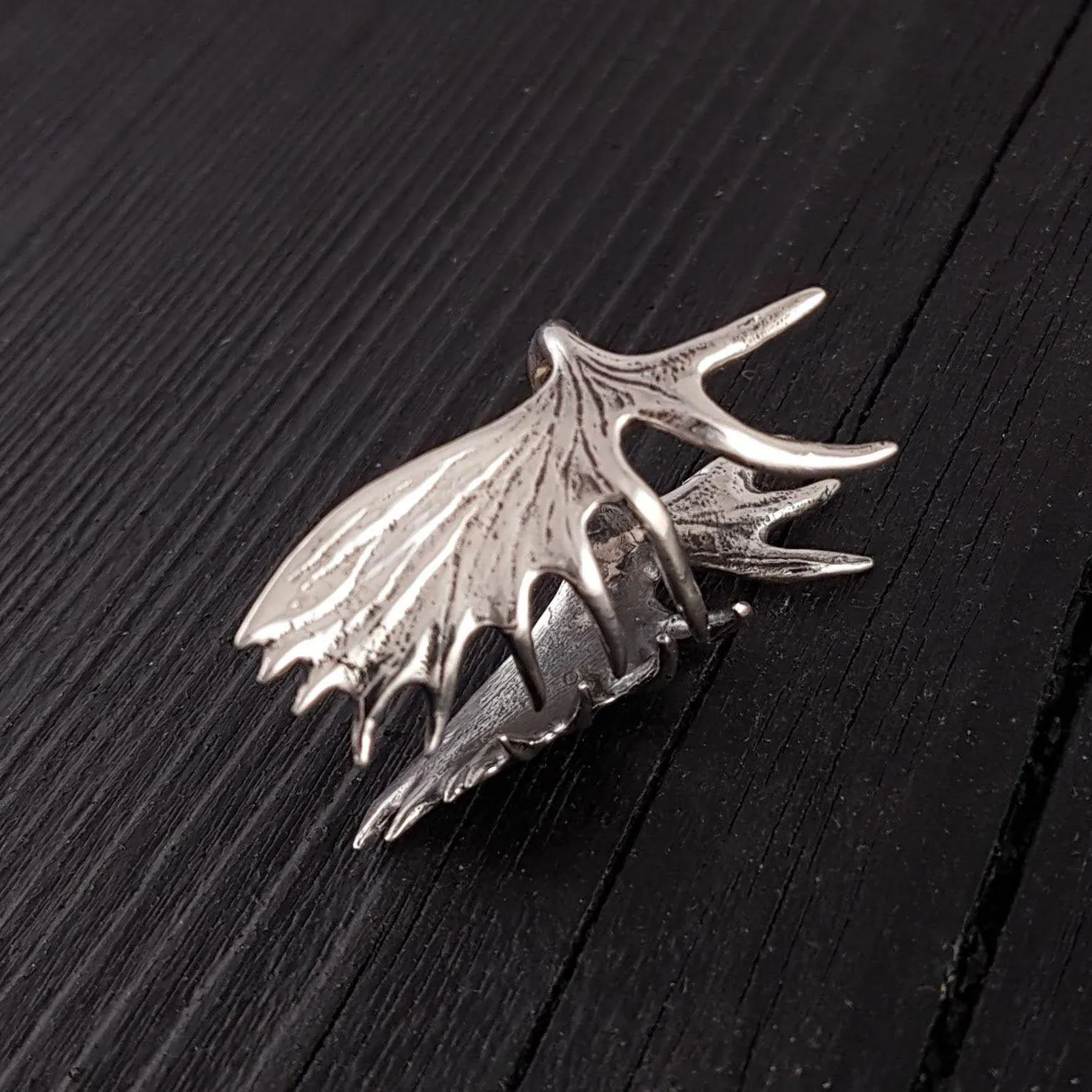 Moose Antler Wrap Ring Solid Cast 925 Sterling Silver