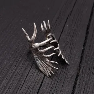 Moose Antler Wrap Ring Solid Cast 925 Sterling Silver