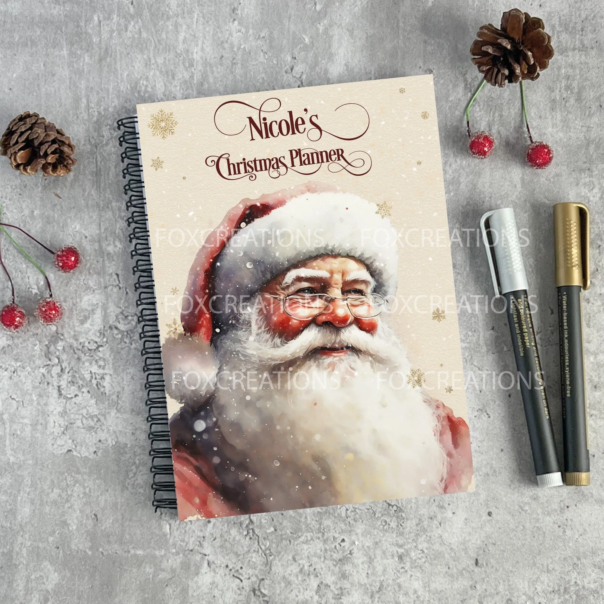 Personalised Christmas Planner - A5 - Plan your Christmas Gifts and Activities - Santa Christmas Notebook