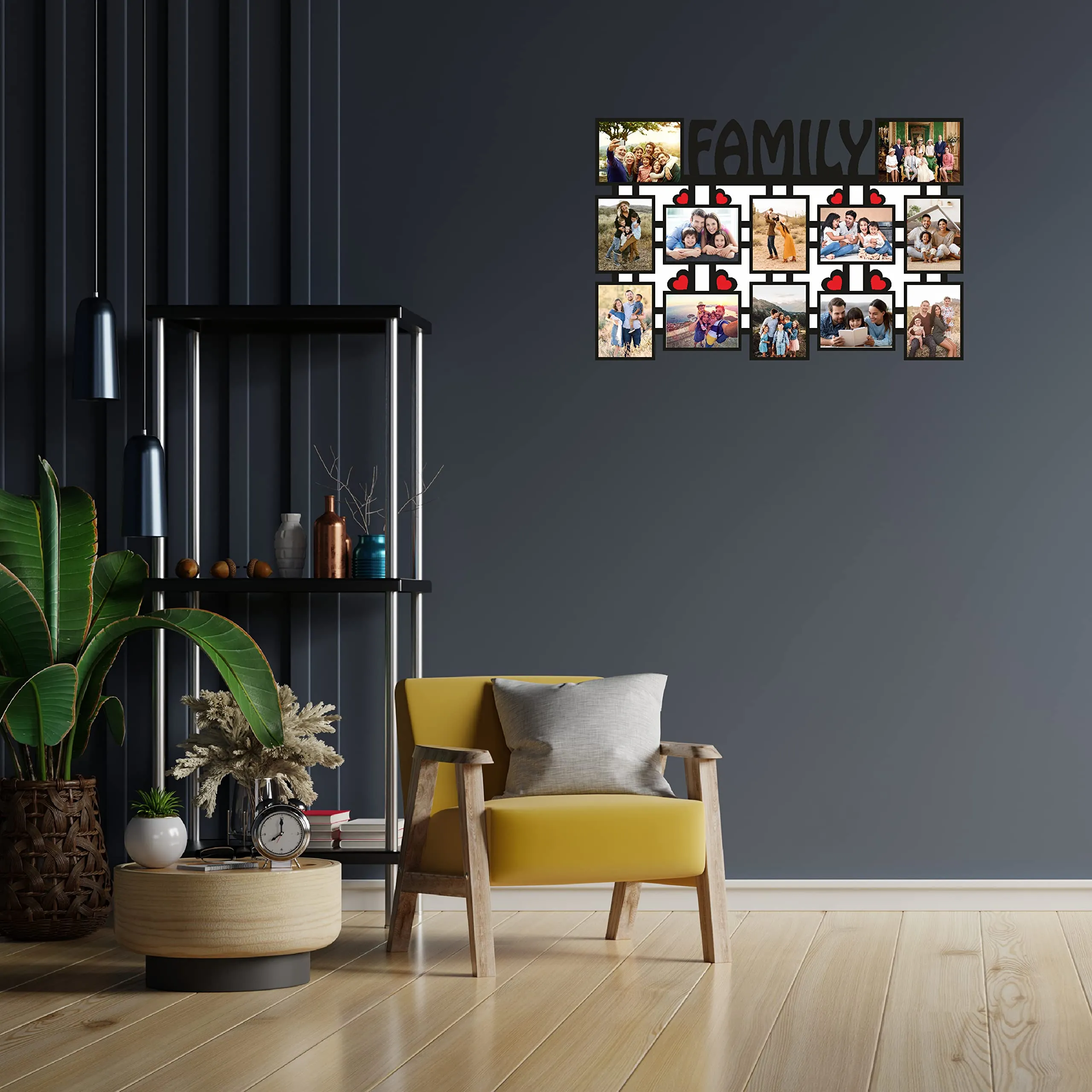 Plan To Gift Medium Density Fibreboard 12 Rectangular Photos Customized Family Or Name Collage Frame|Customized For Anniversary, Birthday And All Occasions Frame With Name 12X18 Inch,Wall Mount,Blue