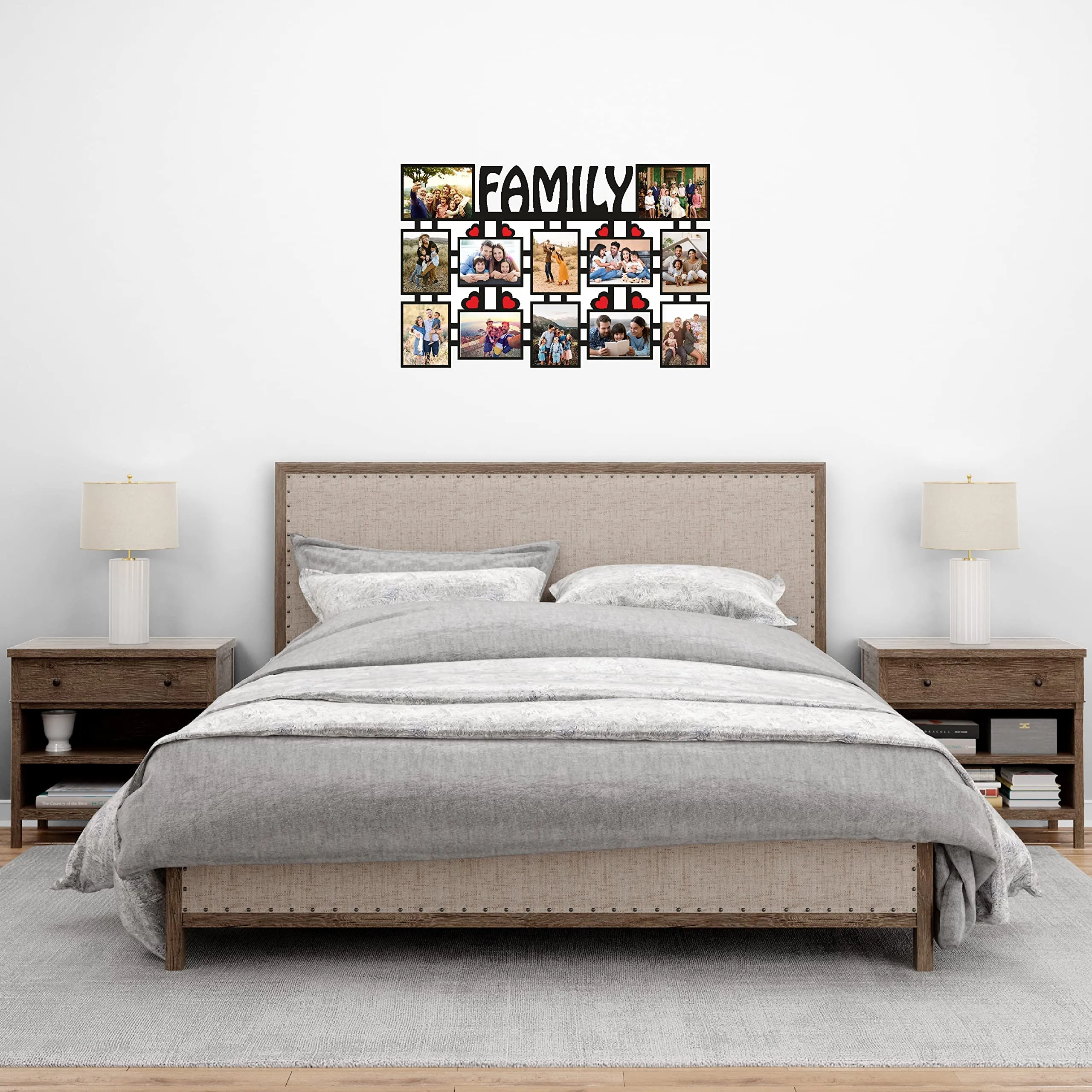 Plan To Gift Medium Density Fibreboard 12 Rectangular Photos Customized Family Or Name Collage Frame|Customized For Anniversary, Birthday And All Occasions Frame With Name 12X18 Inch,Wall Mount,Blue